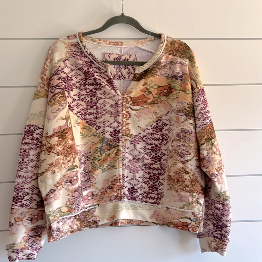 Anthropologie Cream and Orange Sweatshirt